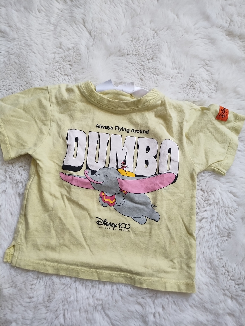 Disney Zara -Yellow Dumbo Kids Graphic Tee with Pink Accents